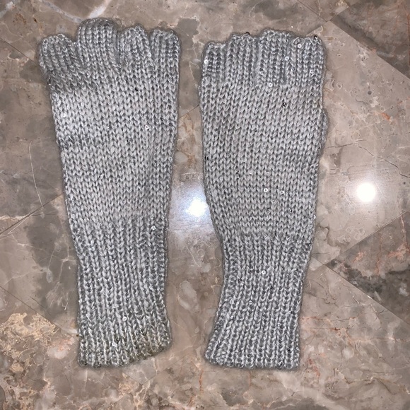 SEQUIN KNIT FINGERLESS GLOVES
